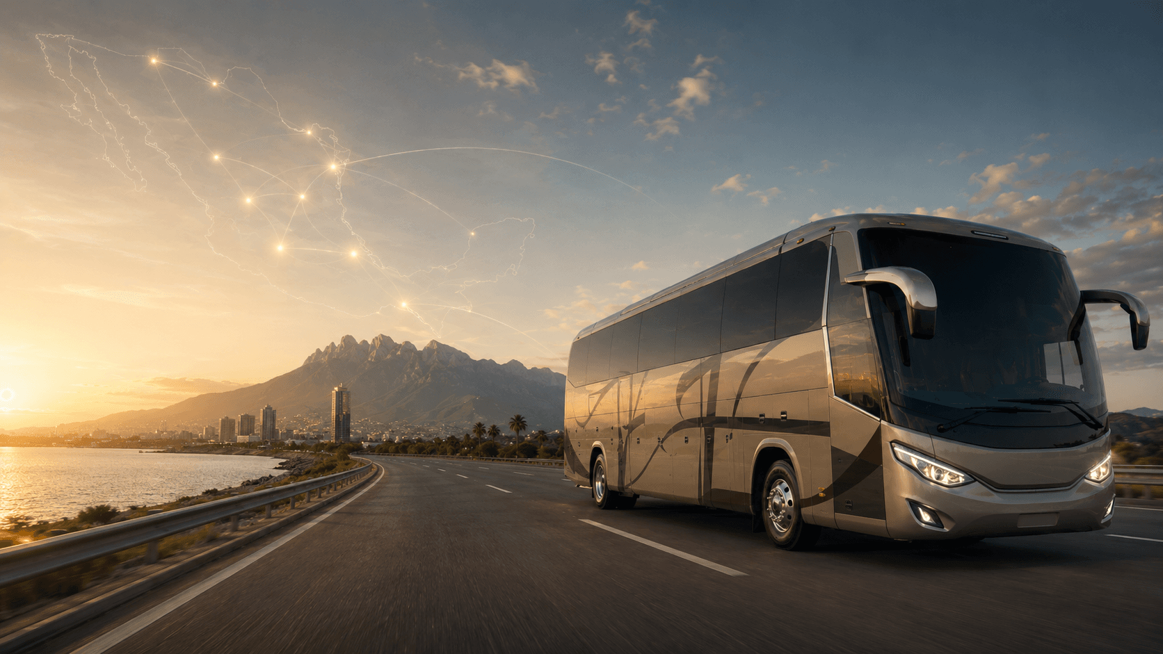 Autobús de Viajes del Sur en ruta
